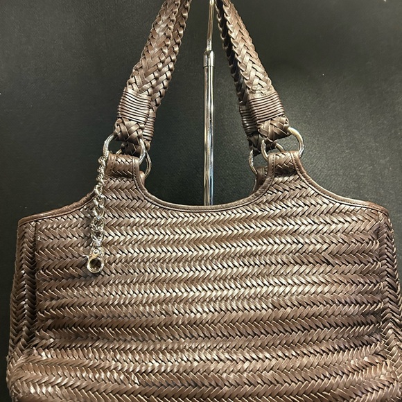 Donald J Pliner  Brown Woven Leather Purse Handbag - Picture 1 of 9